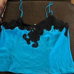 Vintage Victoria's Secret Blue and Black Chemise